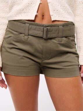 Abercrombie & Fitch Olive Belted Mid Rise Utility Shorts